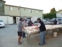 Turning the chicken