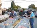 Turning the chicken
