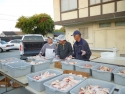Turning the chicken