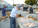 Turning the chicken